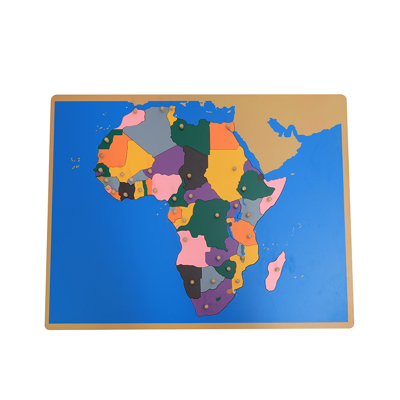 Kids Education Tools - Drewniane puzzle mapowe Afryki Montessori, narzędzie